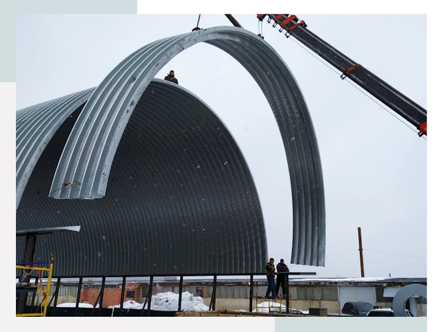 Полукруглые ангары в Гусе-Хрустальном
